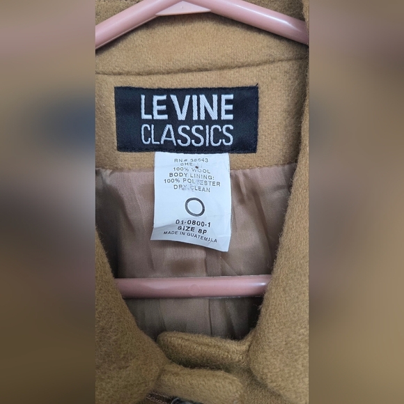 Levine Classic Vintage Sz 8 /M 100% Wool Tan Longline Coat/ Jacket Pockets - Picture 3 of 16